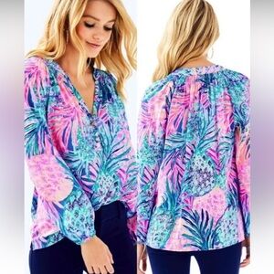 NWT LILLY PULITZER ELSA SILK BLOUSE  MULTI GYPSET RARE BEAUTY!
